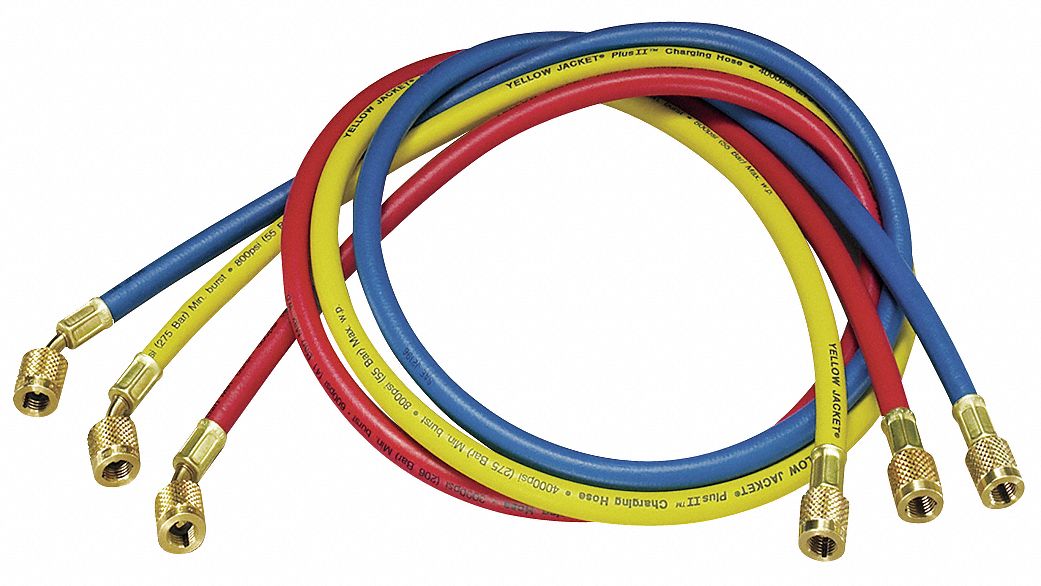 Charging Hose Set 1/4 In, 3 Hoses, L 60 In