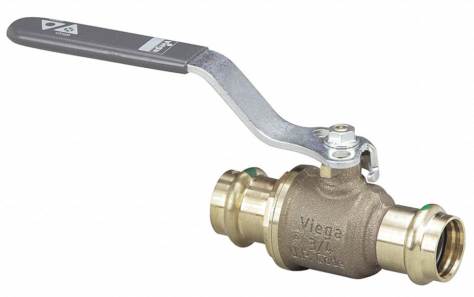 Ball Valve, Press, 3/4 In, Full Port, Bronze