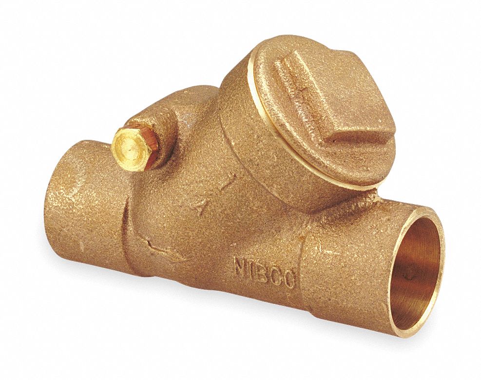 Swing Check Valve, 3/8 In, Solder, Bronze