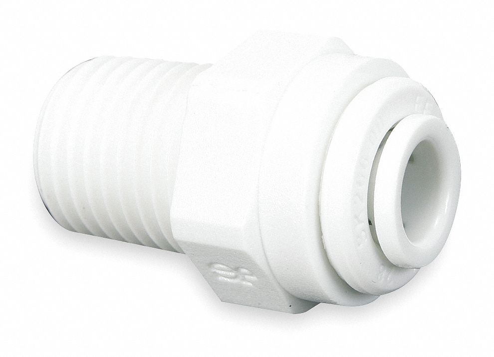 Male Connector, 3/8 In Tube OD, Wh, PK 10