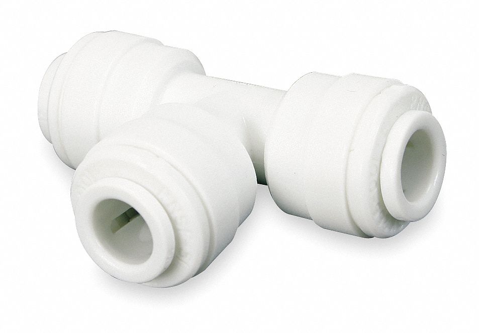 Union Tee, 1/4 In Tube OD, White, PK 10