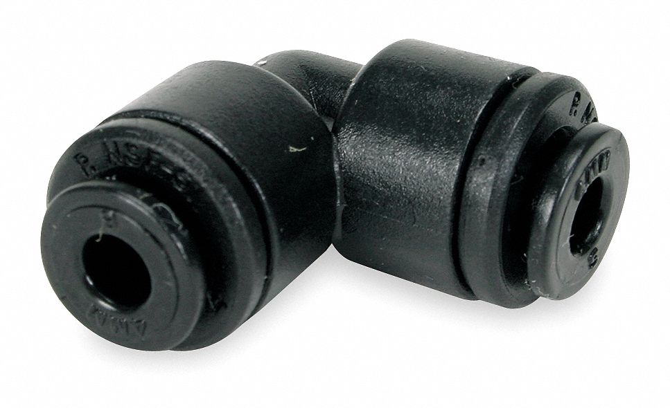 Union Elbow, 4mm Tube OD, Black, PK 10