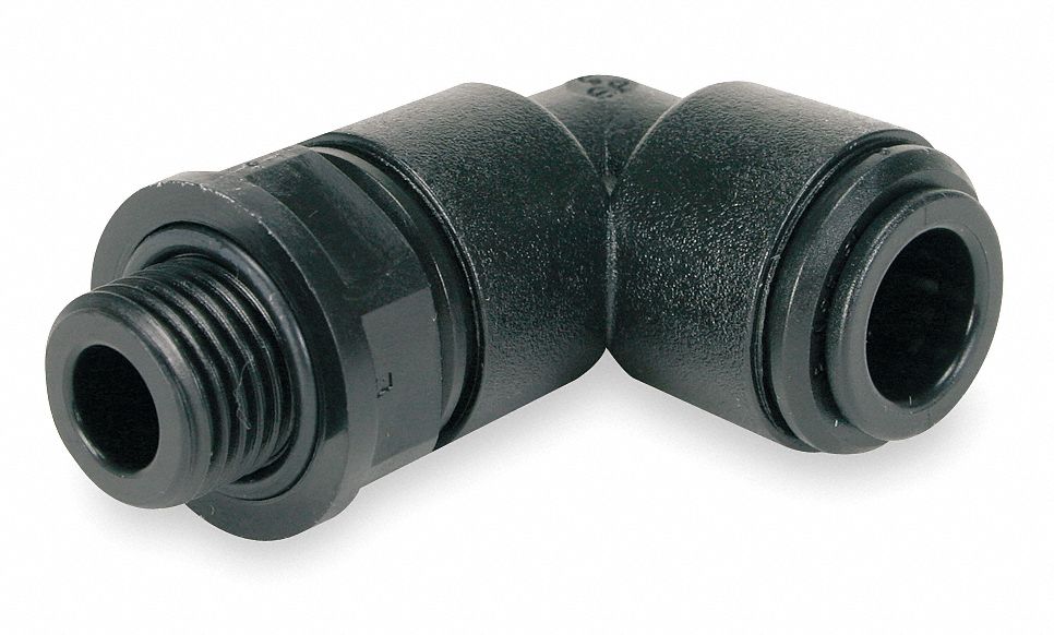 Swivel Elbow, 8mm Tube OD, Black, PK 10