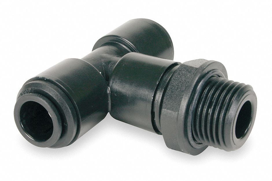 Swivel Branch Tee, 8mm Tube OD, Blk, PK 10