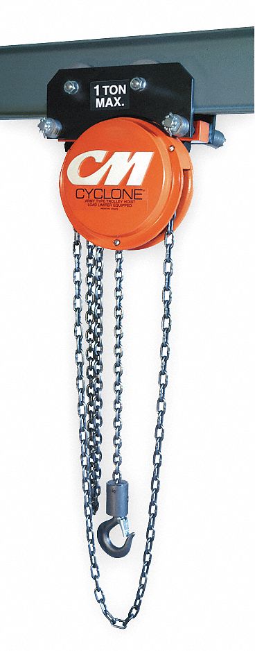 Trolley Hoist, Man., Chain, 1/2T, Geared