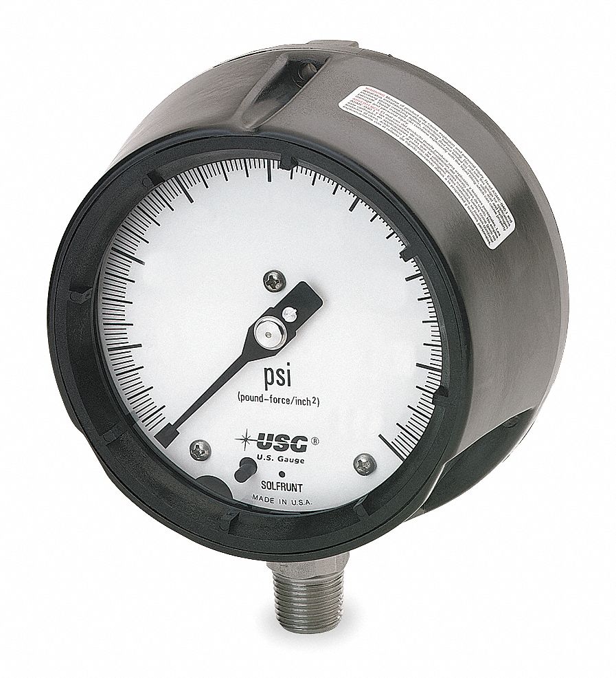 Pressure Gauge, Process, 4 1/2 In, 100 Psi