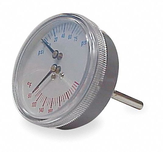 Boiler Gauge, Round, 75 PSI, 60 to 320 F