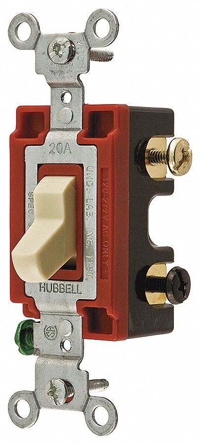 Wall Switch, Toggle, 4 Way, 20A, 2 HP, Ivory