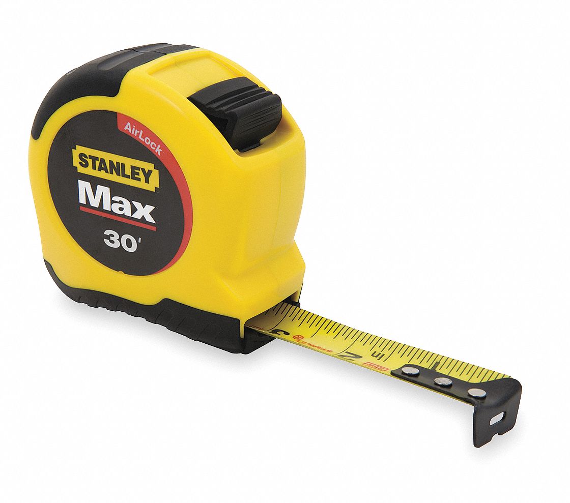 Measuring Tape, 30 Ft, Yellow/Black