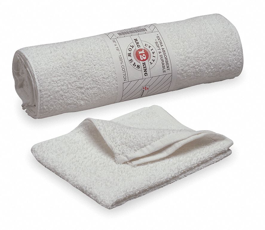 Shop Towels, All Purpose, Cotton, PK12