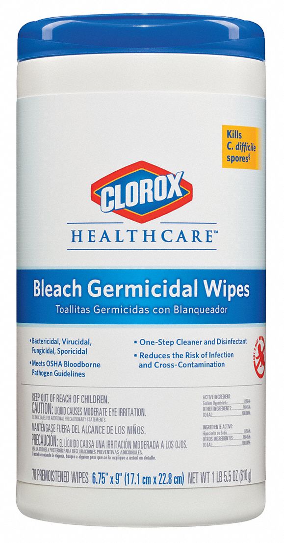 Germicidal Disinfecting Wipes, White, PK 6