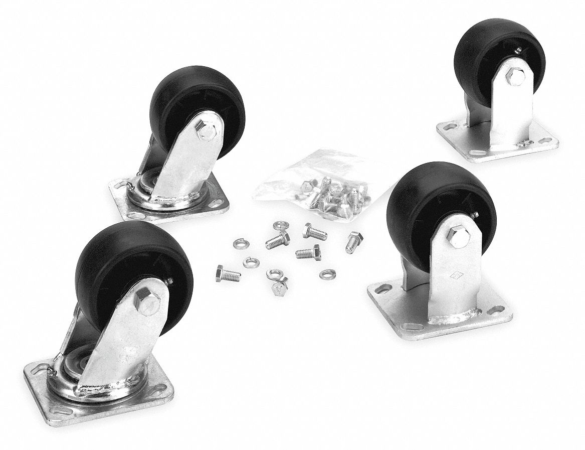 Plate Caster Kit, 1800 lb, 4 In Dia