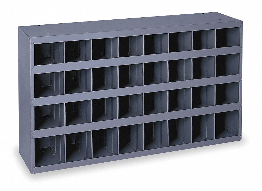 Stackable Bin Storage Unit, 32 Bins, Gray