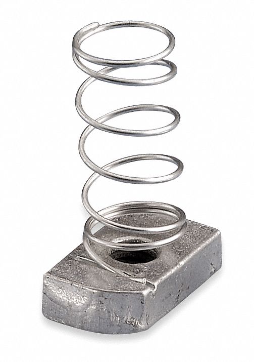 Channel Nut With Spring, 3/8-16 In, Steel