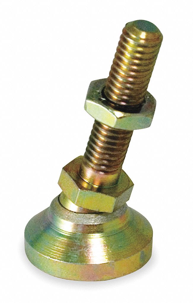Leveling Foot, Steel, Yellow Zinc, M6