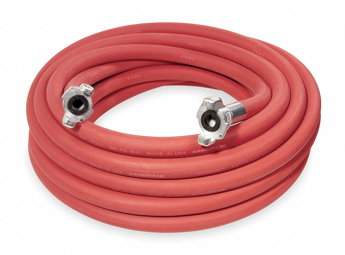 Air Hose, Universal Coupler, 50 Ft, Red