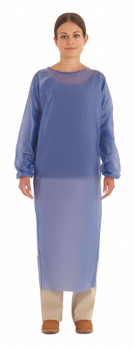 Cleanroom Apron, Blue, 53 In. L