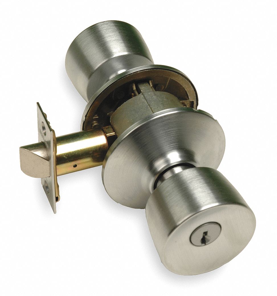 Keyed Entry Knob, Bell, Satin Chrome
