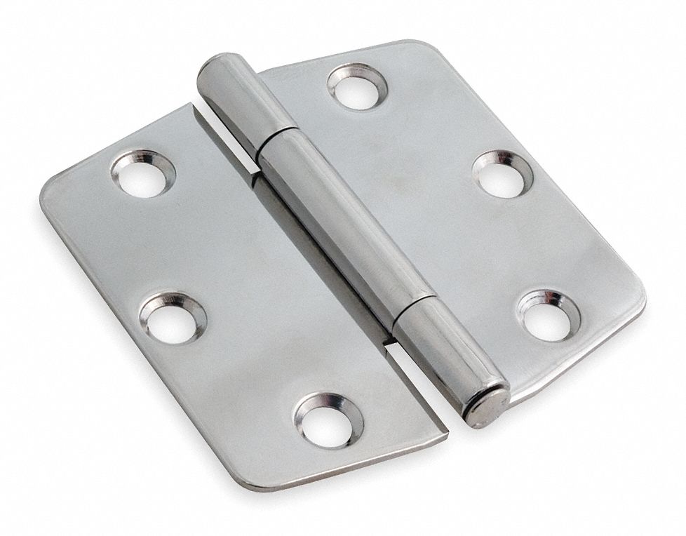 Utility Hinge, Flat, Silver, PK 2