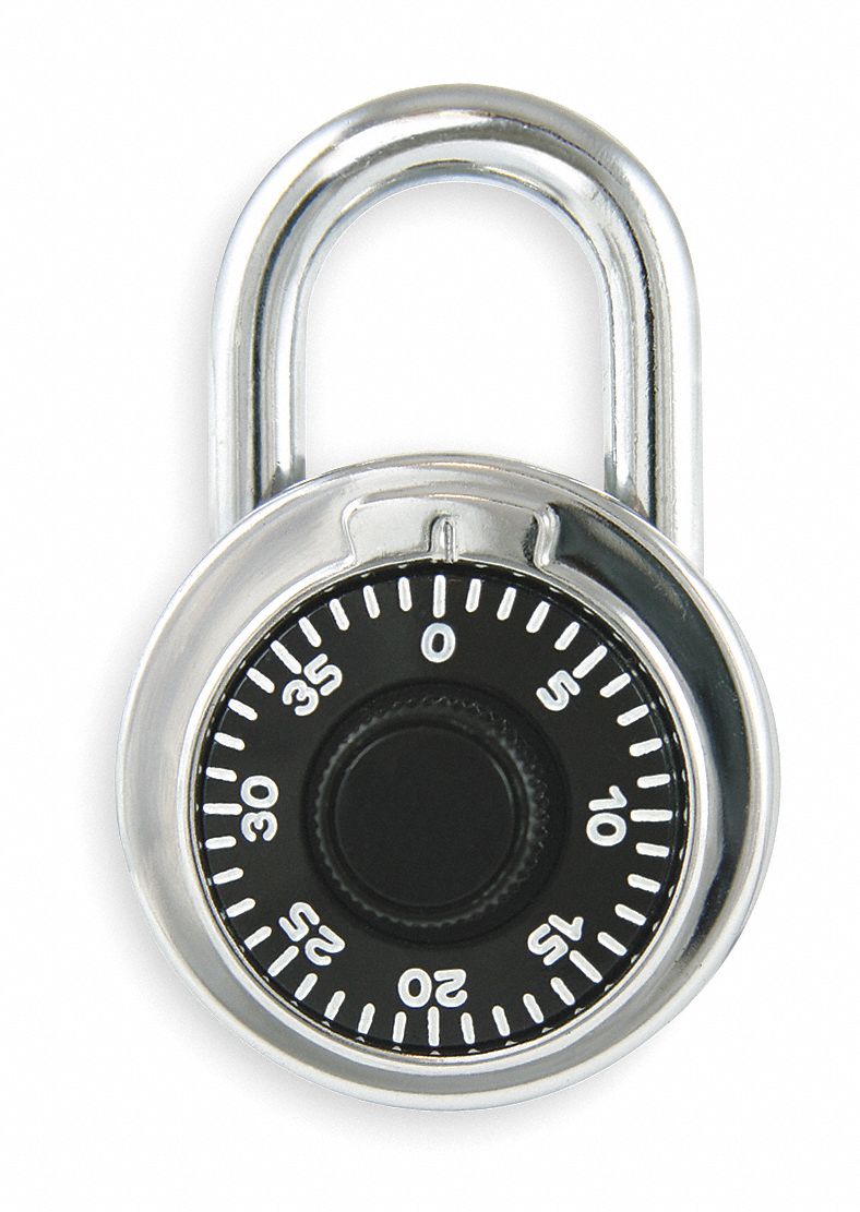 Padlock, Combination, SS, L 1 3/4 In