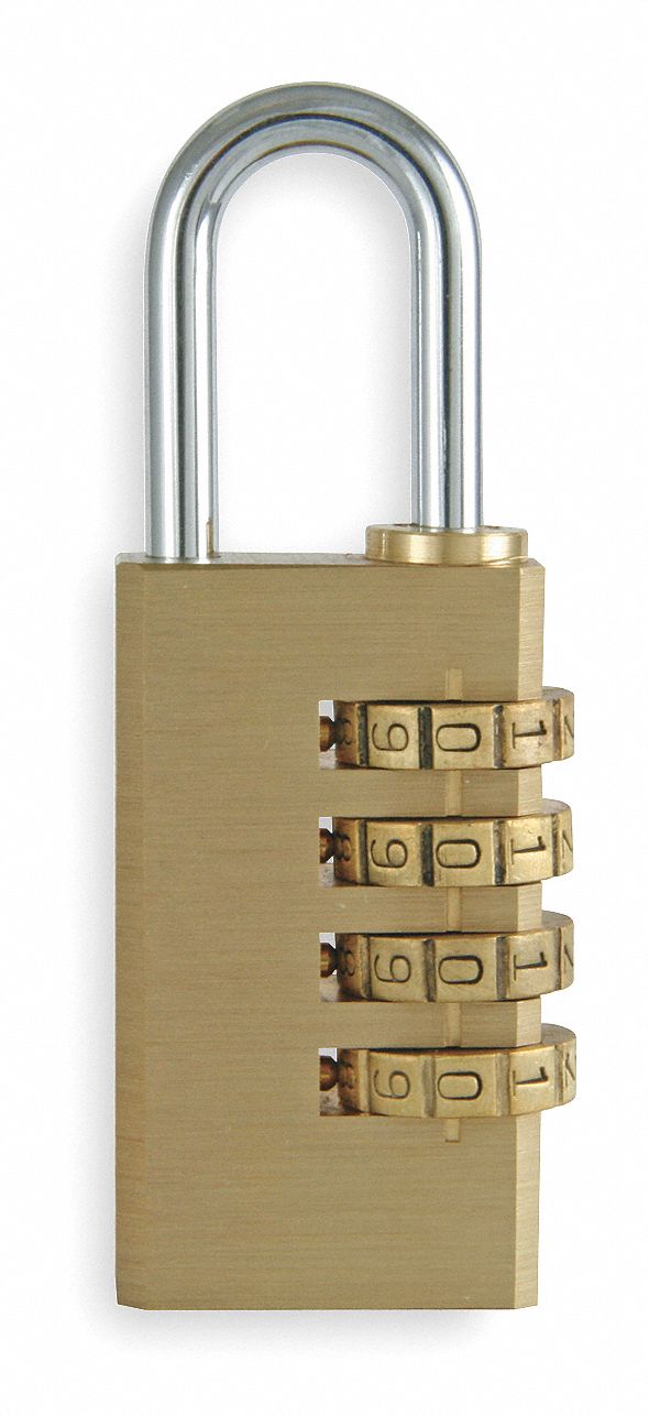 Padlock, Combination, Brass, L 1 15/16 In