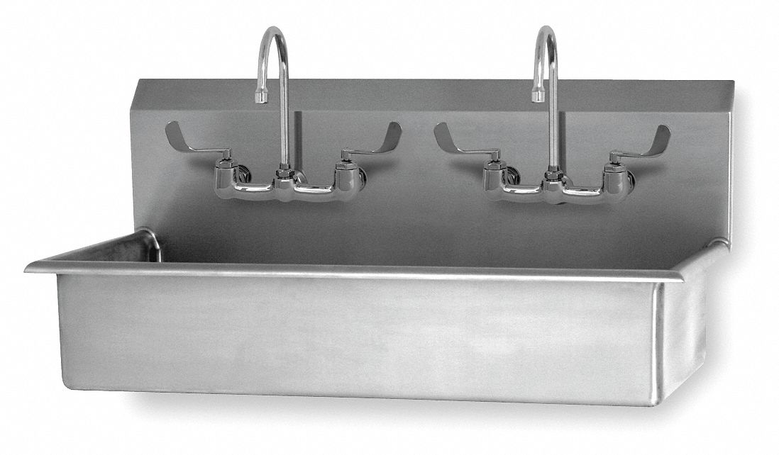Hand Sink, 2 Station, Wrist Blade Handle