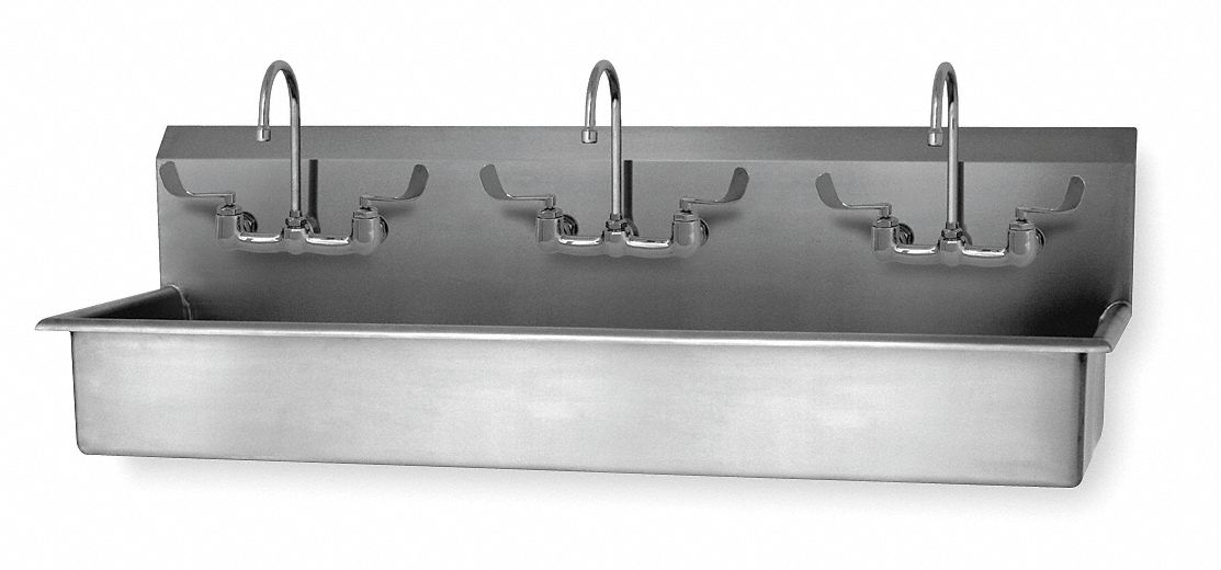 Hand Sink, 3 Station, Wrist Blade Handle