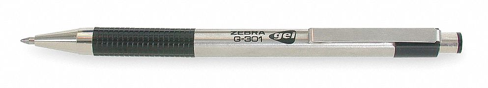 Gel Pen, Retractable, Medium, Black, PK 2