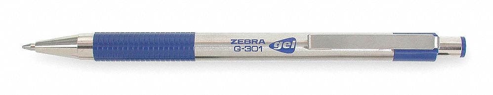 Gel Pen, Retractable, Medium, Blue, PK 2