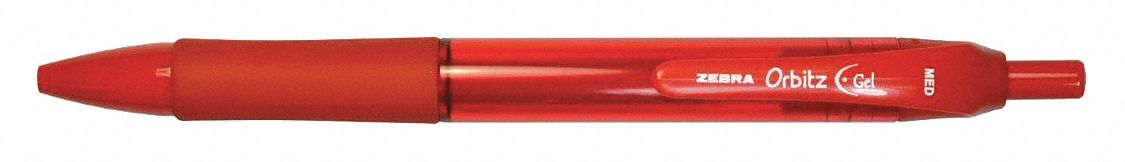 Gel Pen, Retractable, Medium, Red, PK 12