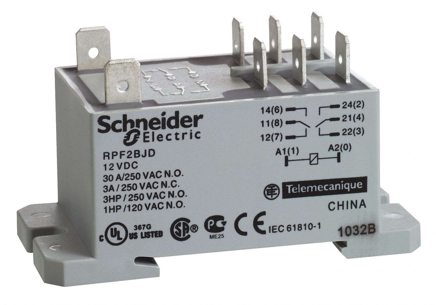 Relay, 2PDT, 30A, 24VAC Coil