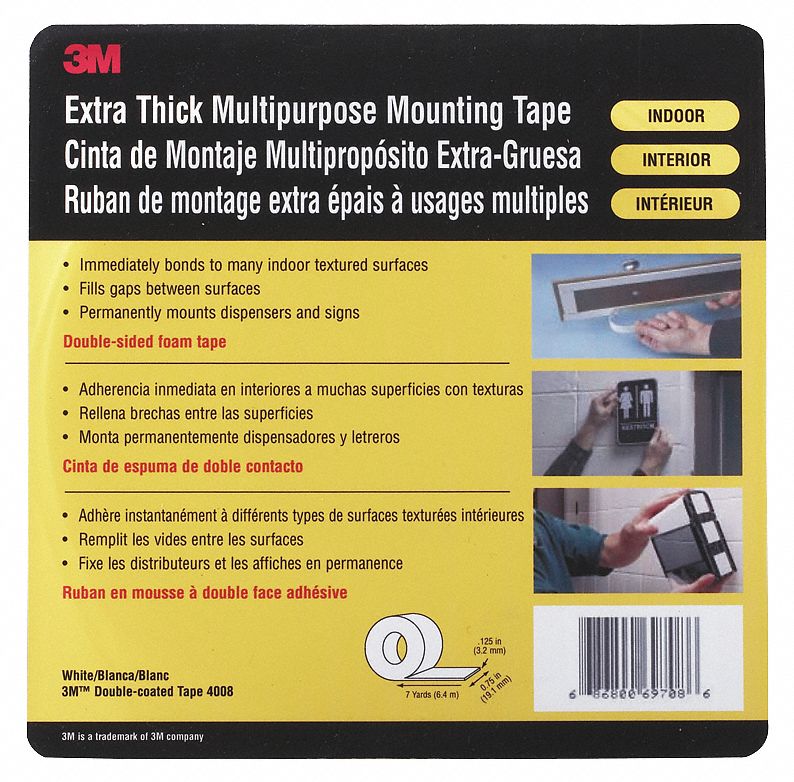 Double Coated  Tape, 3/4 In x 21 ft.