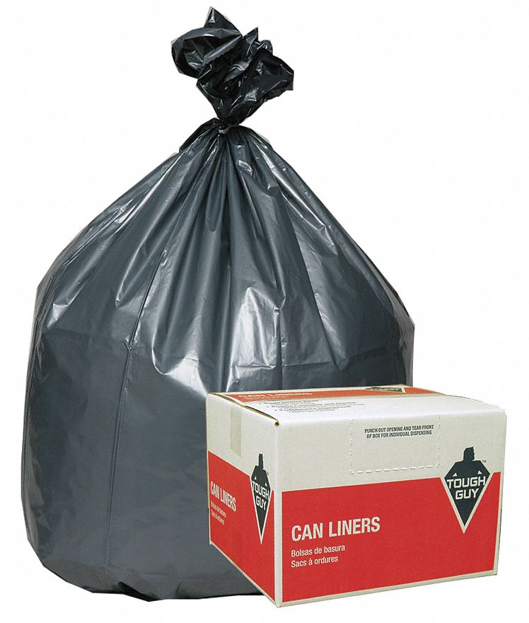 Liner, 55 to 60 Gal., Slvr/Blk, LDPE, PK 25