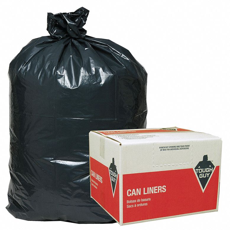 Liner, 42 Gal., Black, LDPE, PK 50