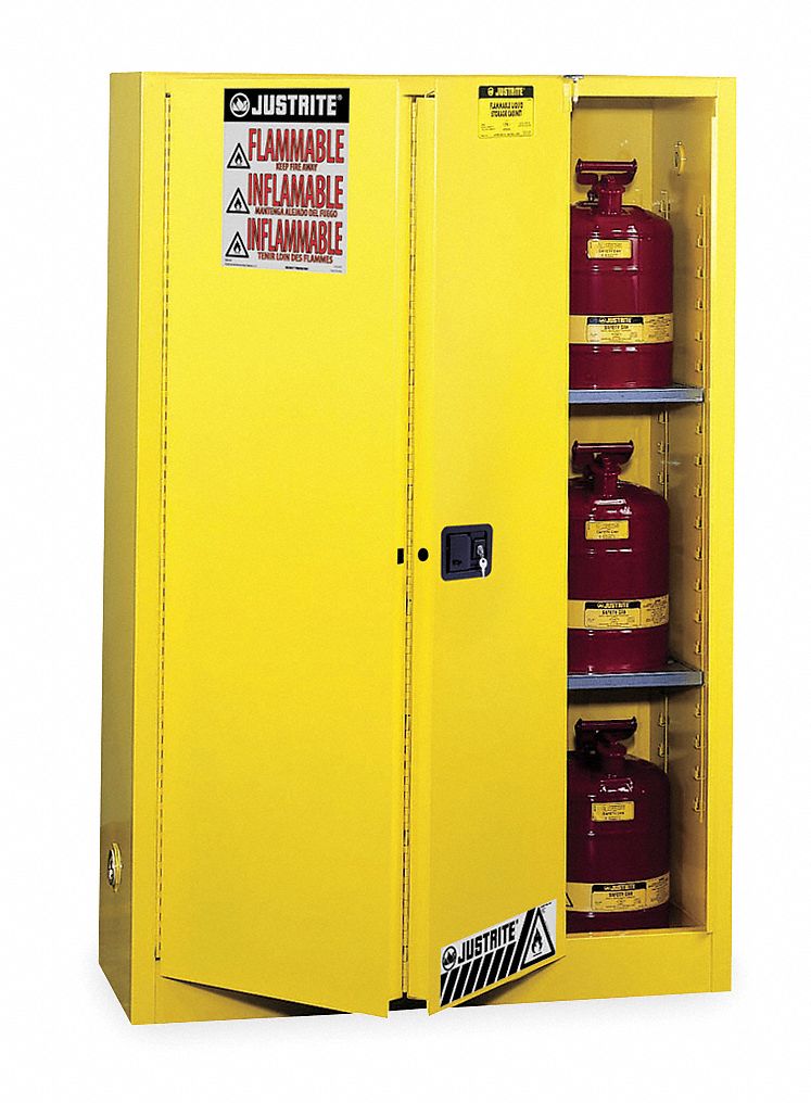 Flammable Safety Cabinet, 45 Gal., Yellow