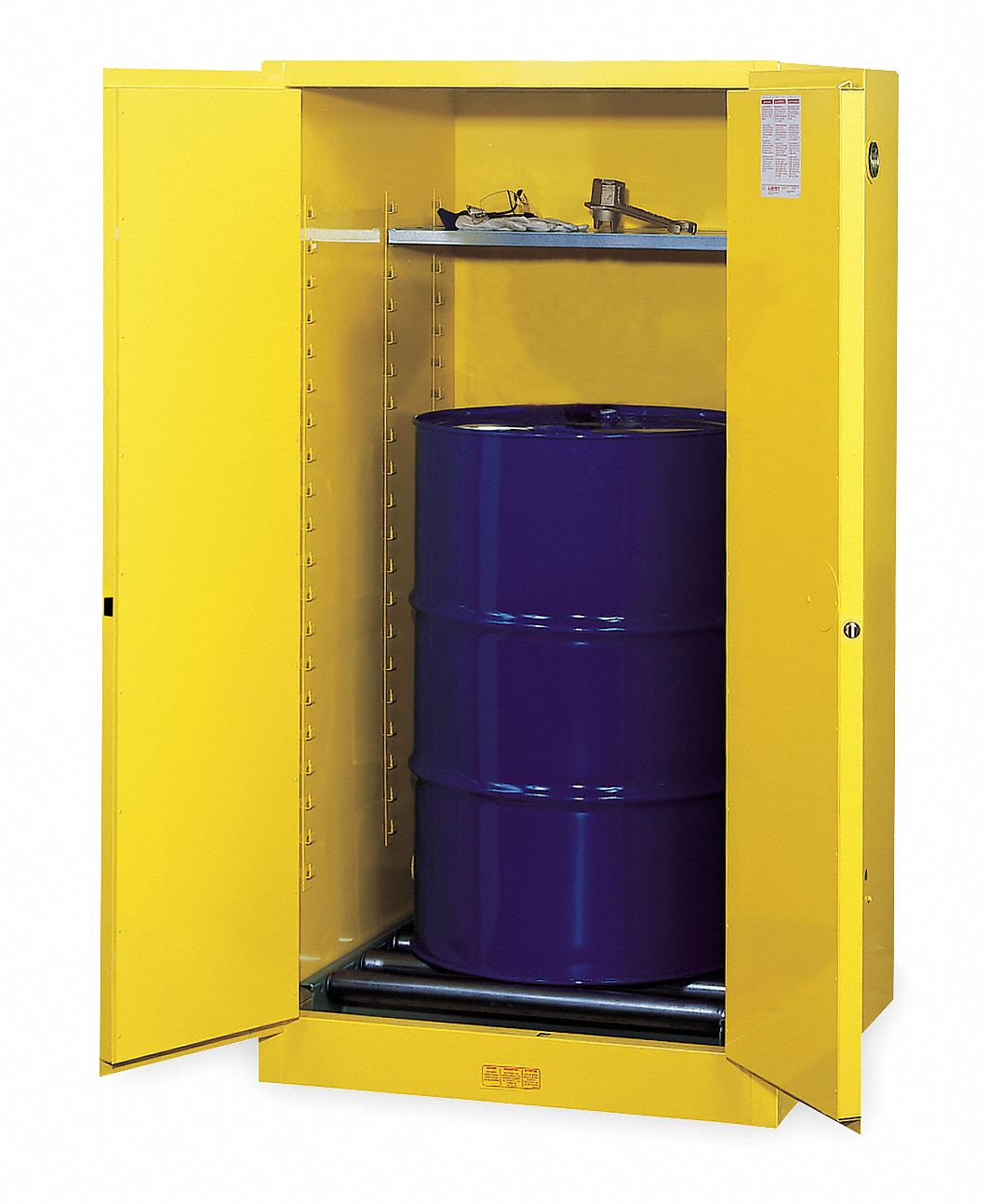 Flammable Safety Cabinet, 55 Gal., Yellow