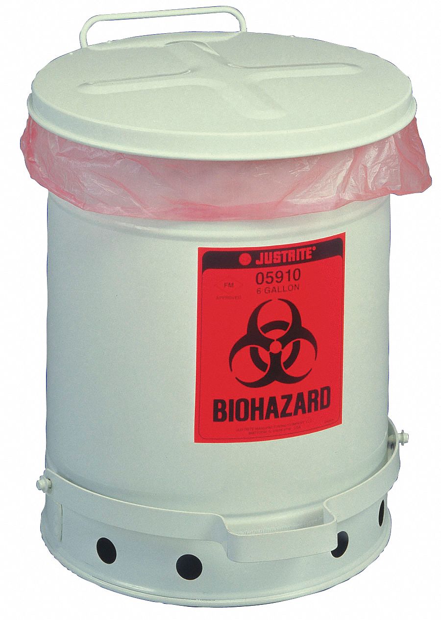 Biohazard Waste Can, 18-1/4 In. H