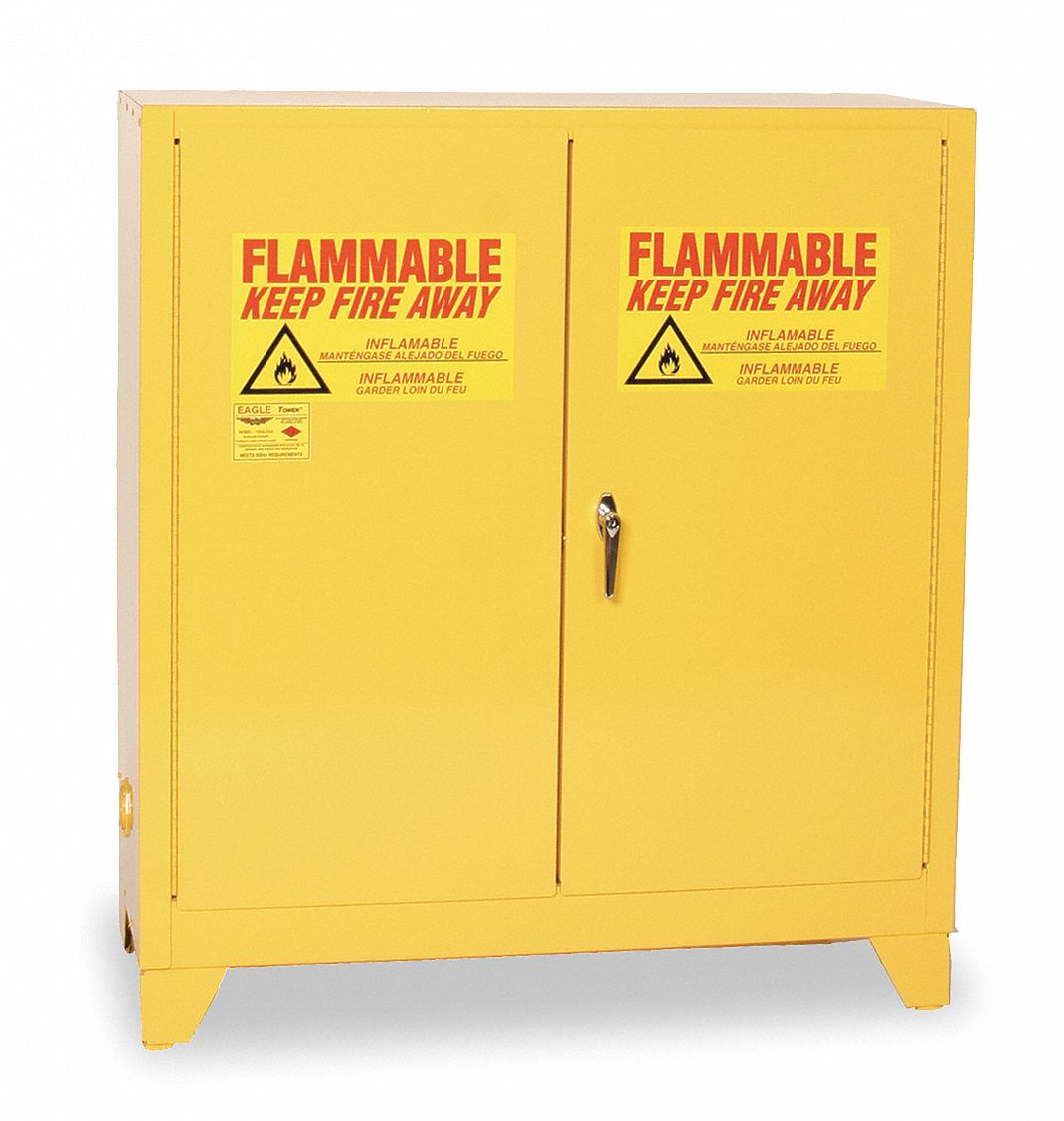 Flammable Safety Cabinet, 30 Gal., Yellow