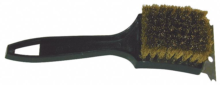 Oven/GrillBrush w/ Scrppr, Brass, 9-1/2In