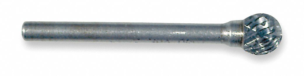 Carbide Bur, Ball, 1/4 Cut Dia, dbl Cut
