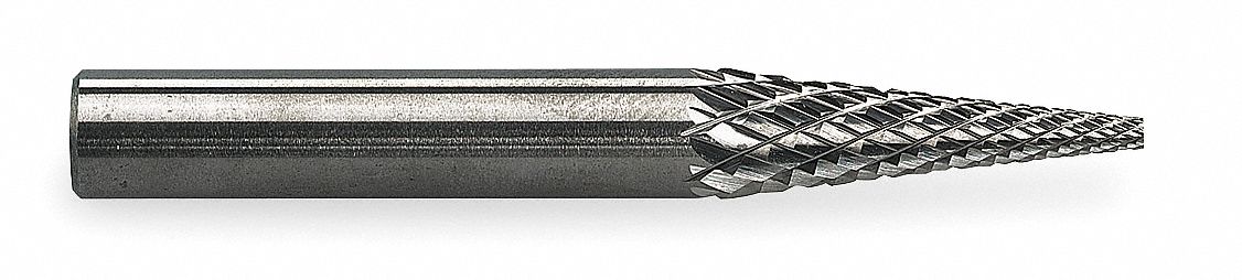 Carbide Bur, Pointed Cone, 1/4, dbl Cut