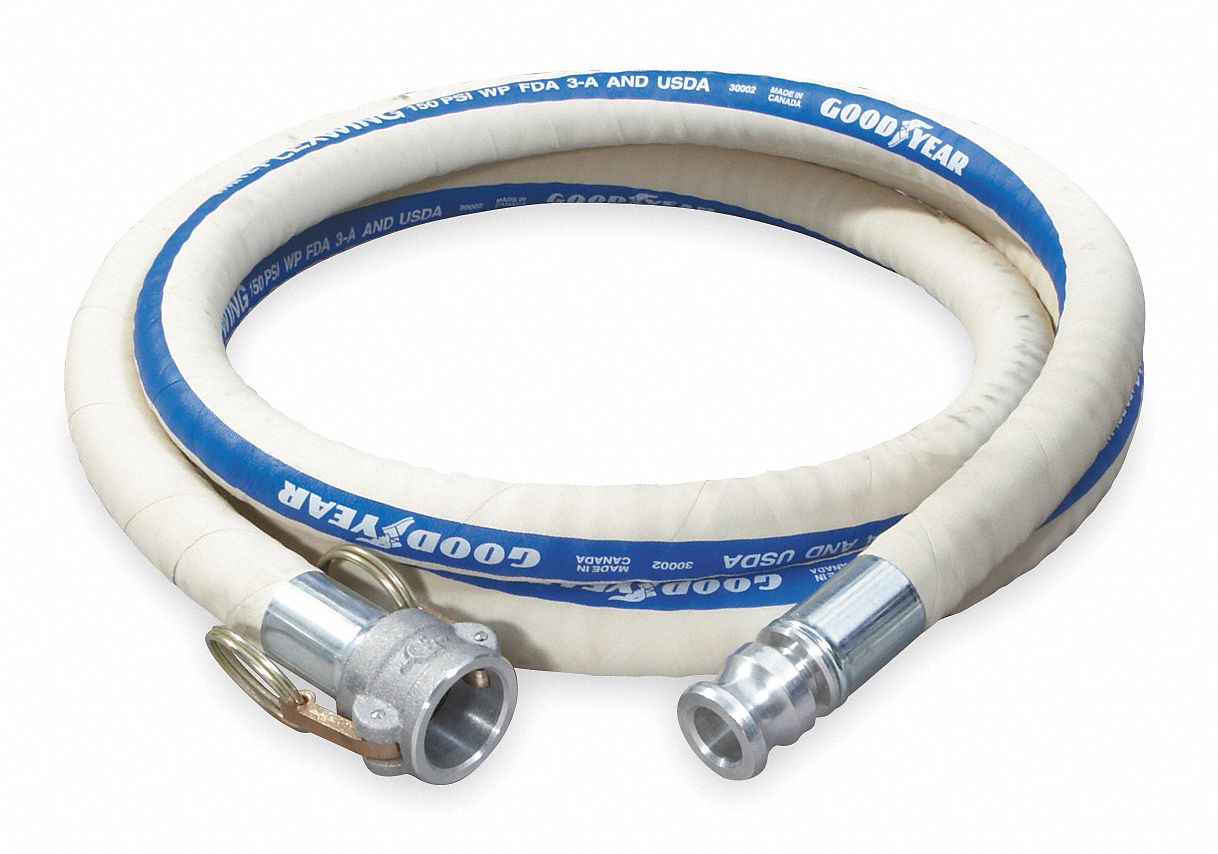 Food Hose, 3/4 In ID x 20 Ft, w/Couplers