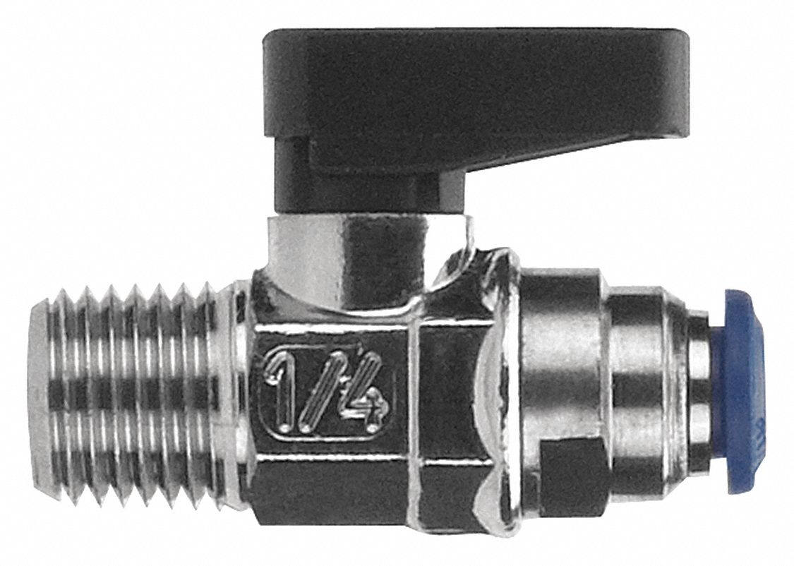 Ball Valve, Mini, M x Tube, 1/4 In, NP Brass