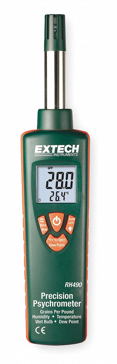 Temp/Humdty Meter, 0 to 100% Rel Hum Rnge
