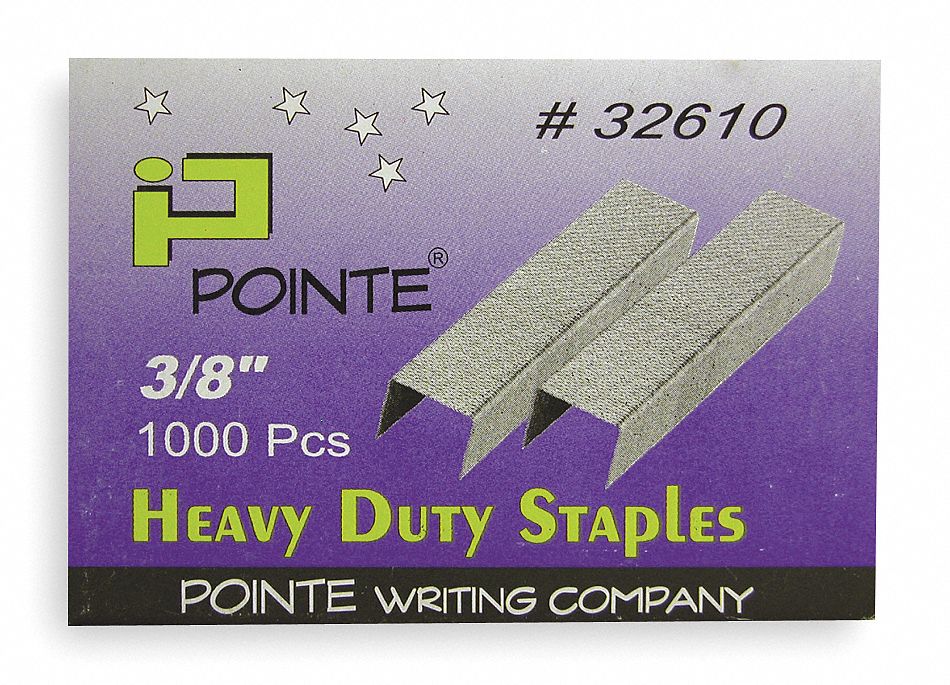 Staples, Hvy-Duty, 1/2In W, 3/8In L, PK1000