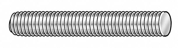 Threaded Stud, 5/8-11 x 4 In, PK 4