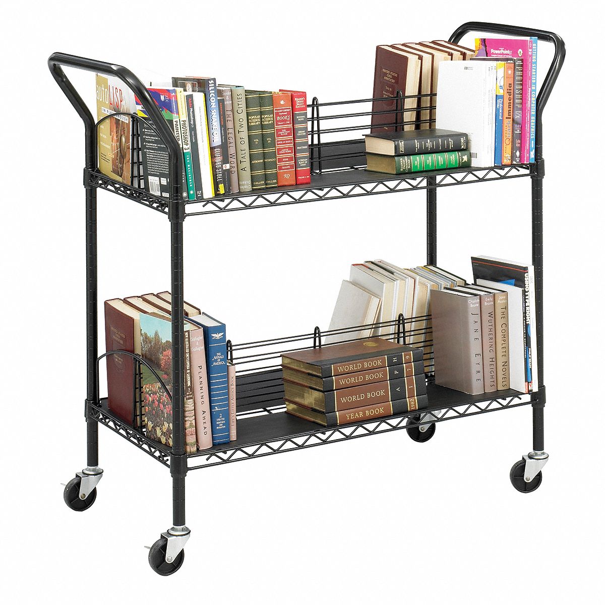 Wire Book Cart, Steel, Black