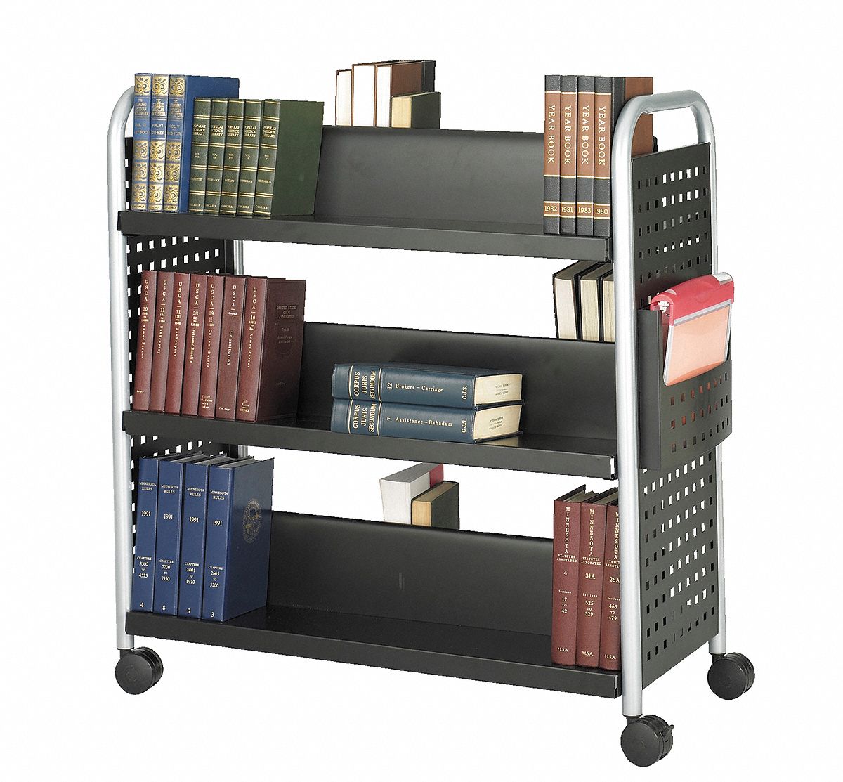 Book Cart, Double-Sided, Black