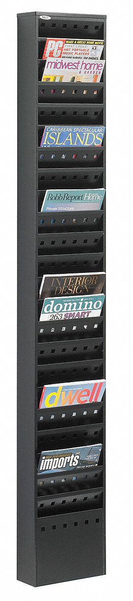 Magazine Rack, 23-Pocket, Black