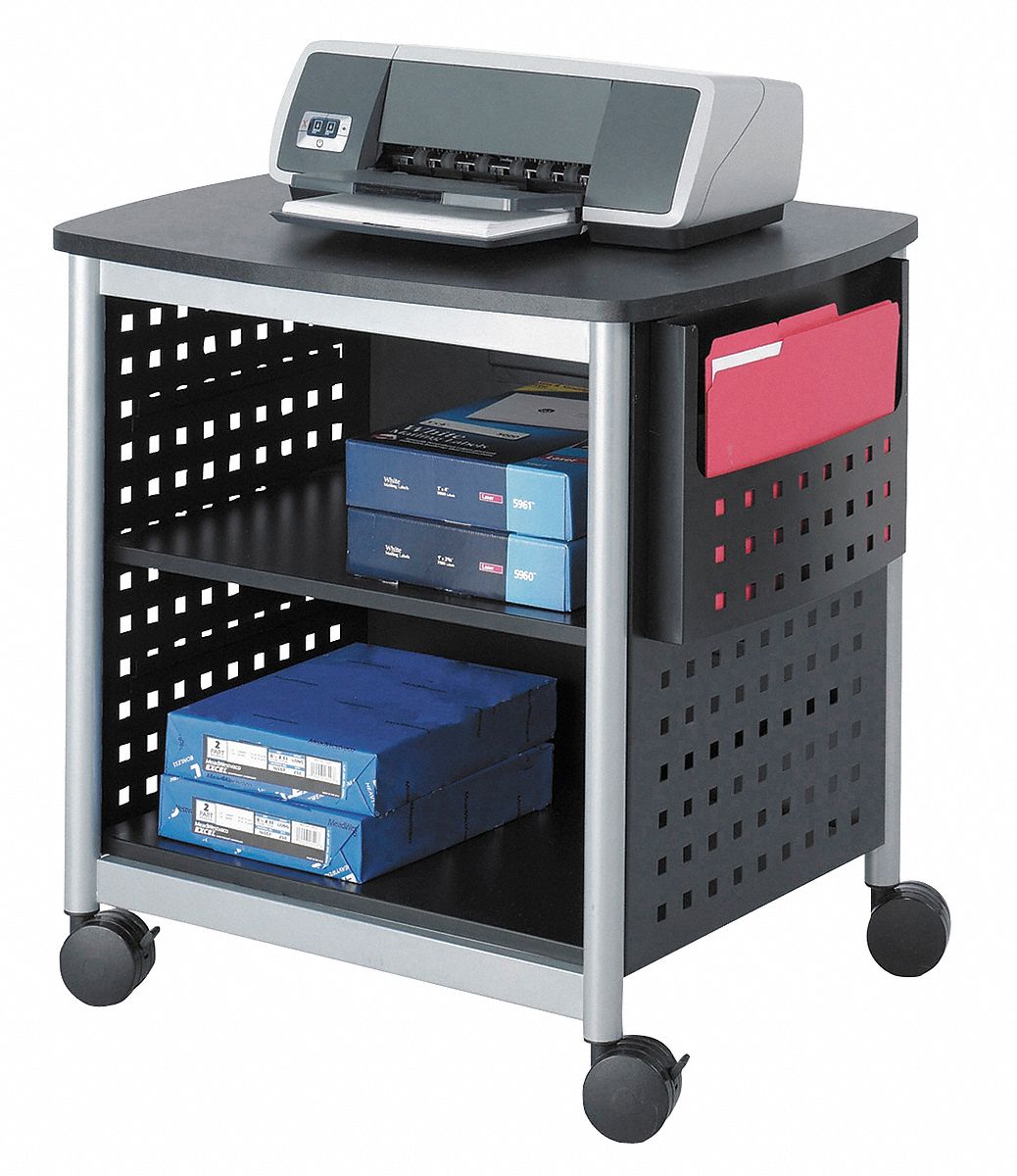 Desk-Side Printer Stand, Black/Silver